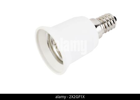 White fixture light isolated on white background; lamp holders with metal parts Stock Photo