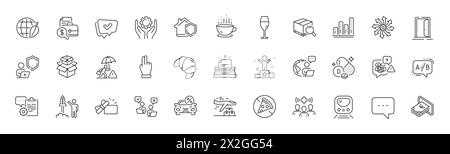 Employee hand, Search package and Car leasing line icons. For web app, printing. Line icons. Vector Stock Vector