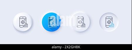 Seo phone line icon. Search engine optimization sign. Line icons. Vector Stock Vector
