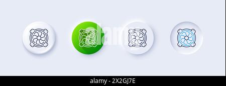 Computer cooler line icon. PC fan component sign. Line icons. Vector Stock Vector