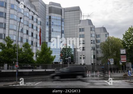 Berlin, Germany. 22nd Apr, 2024. View of the Chinese embassy in Berlin. Three Germans have been arrested on suspicion of spying for China. Credit: Hannes P. Albert/dpa/Alamy Live News Stock Photo