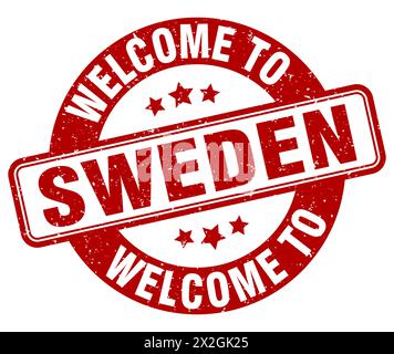 Welcome to Sweden stamp. Sweden round sign isolated on white background Stock Vector