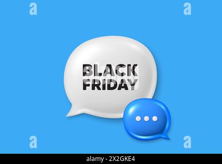 Black Friday Sale. Special offer price sign. Text box speech bubble 3d icons. Vector Stock Vector