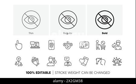 Share, Discrimination and Heart line icons. For web app, printing. Line icons. Vector Stock Vector