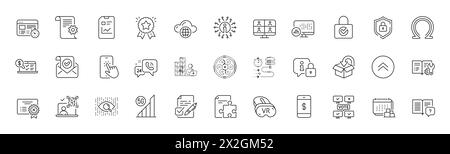 Password encryption, Technical documentation and Confirmed mail line icons. For web app, printing. Line icons. Vector Stock Vector