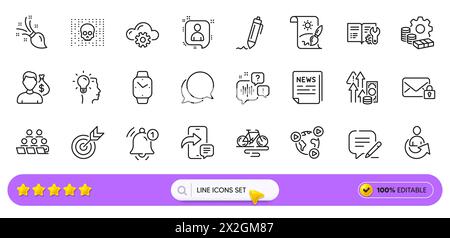 Inflation, Cloud computing and Smartwatch line icons for web app. Pictogram icon. Line icons. Vector Stock Vector
