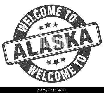 Welcome to Alaska stamp. Alaska round sign isolated on white background Stock Vector