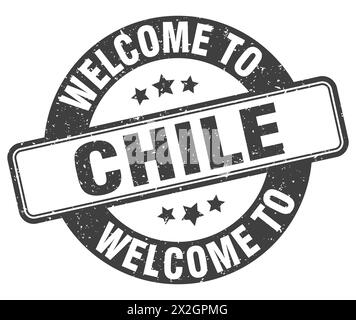 Welcome to Chile stamp. Chile round sign isolated on white background Stock Vector