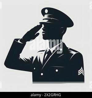 SERGEANT ARMY SALUTING POSE VECTOR ILLUSTRATION Stock Vector