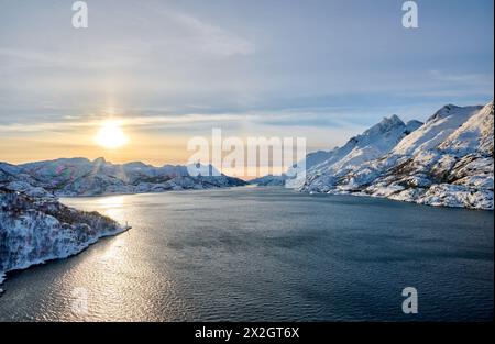 view from a brigde onto Raftsund, Lofoten, Norway, Europe Stock Photo