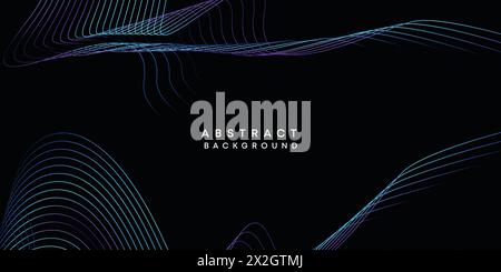 Abstract geometric visualization dark blue, orange, green gradient waving lines technology background. purple, navy blue, red gradient wave background Stock Vector