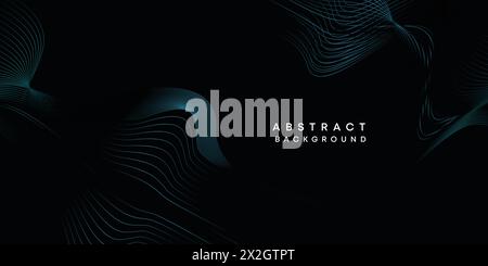 Abstract geometric visualization dark blue, orange, green gradient waving lines technology background. purple, navy blue, red gradient wave background Stock Vector