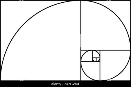 Golden ratio geometric concept. Fibonacci spiral. Geometry template. Composition spiral guideline. Graphic Designer. Mathematics Math Art. Vector Stock Vector