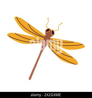 Golden Winged Dragonfly Icon Stock Vector
