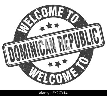 Welcome to Dominican Republic stamp. Dominican Republic round sign isolated on white background Stock Vector