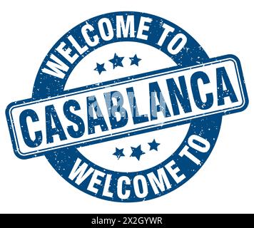 Welcome to Casablanca stamp. Casablanca round sign isolated on white background Stock Vector