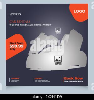 Rent a car banner for social media post template Stock Vector