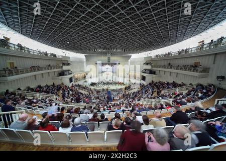 MOSCOW - FEBRUARY 26: People waiting concert of Symphony Orchestra of Moscow State Conservatory named after P. Tchaikovsky in Tchaikovsky Concert Hall Stock Photo