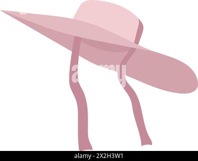 beach summer pink sun hat with ribbon Stock Vector