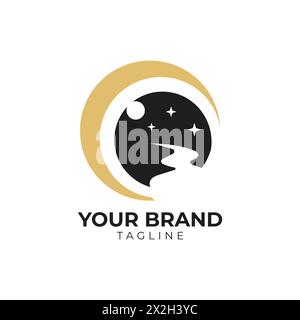 Moon and stars logo illustration Stock Vector