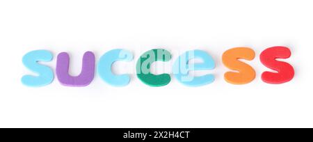 success, colorful letters for child, english word isolated on white Stock Photo