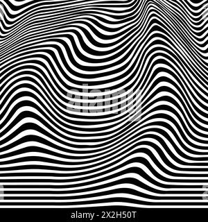psychedelic striped background, fluid black and white background Stock Vector