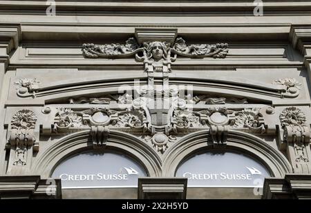 Art nouveau facade of the Central Post Office building at Parma in northern Italy Stock Photo