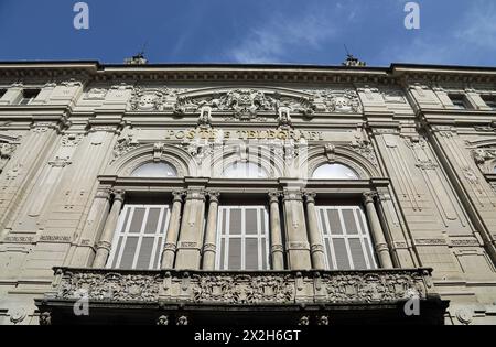 Art nouveau facade of the Central Post Office building at Parma in northern Italy Stock Photo
