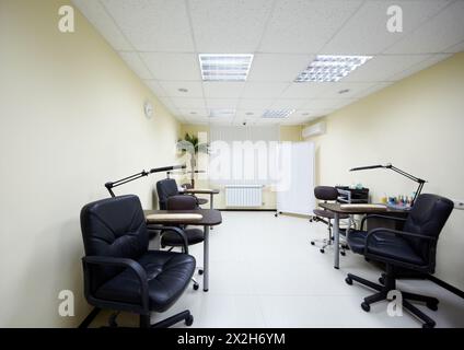Room for manicure with two working places in the beauty salon Stock Photo
