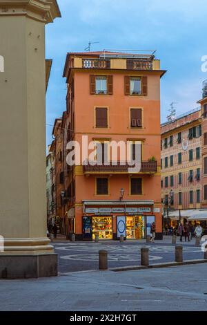 Piazza Capresa in Santa Margherita Ligure - popular touristic destination in summer at Italy. Stock Photo