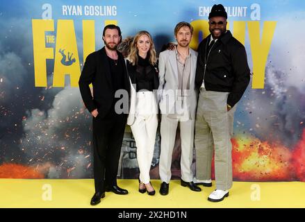 (left to right) Aaron Taylor-Johnson, Emily Blunt, Ryan Gosling and Winston Duke attending a special screening of The Fall Guy at the BFI Imax Waterloo, London. Picture date: Monday April 22, 2024. Stock Photo