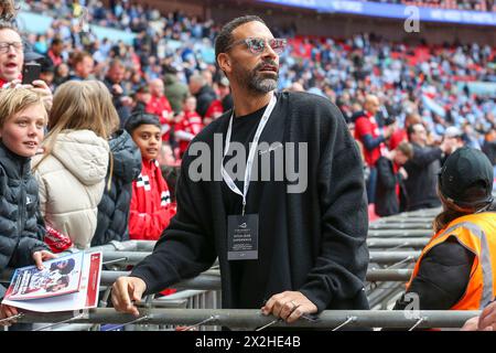 London, UK. 21st Apr, 2024. Rio Ferdinand during the Coventry City FC v Manchester United FC Emirates FA Cup Semi-Final match at Wembley Stadium, London, England, United Kingdom on 21 April 2024 Credit: Every Second Media/Alamy Live News Stock Photo