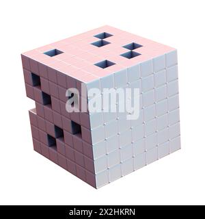 Abstract cube structure isolated on white background. 3d rendering Stock Photo