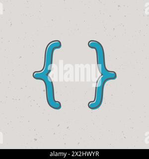 Curly braces icon for graphic design, braces for quote. Stock vector illustration isolated on white background. Stock Vector