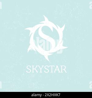 Thorns circle crown of thorns letter S logo design. Icon vector illustration isolated on blue background Stock Vector