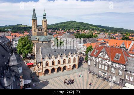 Old town of Goslar, here view of the market square with town hall on 06/06/2015, Goslar, Lower Saxony, Germany Stock Photo