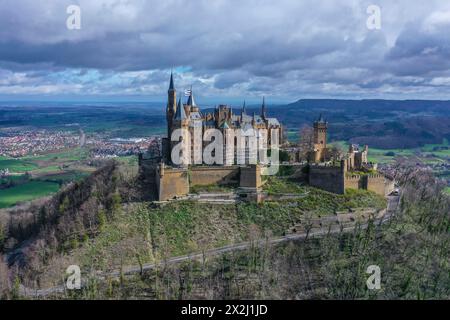 Aerial view of Hohenzollern Castle, ancestral castle of the Prussian ...