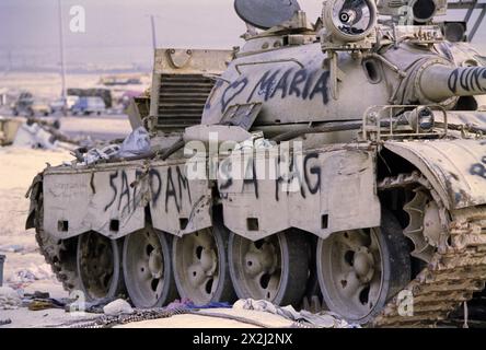 1st April 1991 Abandoned Iraqi T55 tanks along the “Highway of Death ...