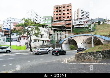 Salvador, Bahia, Brazil - January 26, 2022: View of traffic movement in the center of the city of Salvador, Bahia. Stock Photo