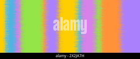Colorful striped watercolored background. Ikat pattern. Batik textile texture with ombre effect. Abstract tie dye rainbow print. Modern knitted scarf, plaid or carpet boho motif. Vector illustration. Stock Vector