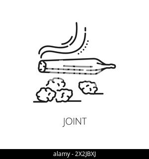 Cannabis joint line icon of marijuana CBD or weed extract, vector symbol. Medical cannabis sativa or marijuana drug cigarette line icon for cannabis store and medicinal CBD and health treatment Stock Vector
