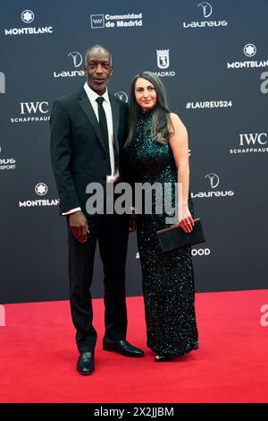 Madrid, Madrid, Spain. 22nd Apr, 2024. Michael Johnson, Armine Shamiryan attends Laureus World Sports Awards Madrid 2024 - Red Carpet at Palacio de Cibeles on April 22, 2024 in Madrid, Spain (Credit Image: © Jack Abuin/ZUMA Press Wire) EDITORIAL USAGE ONLY! Not for Commercial USAGE! Credit: ZUMA Press, Inc./Alamy Live News Stock Photo