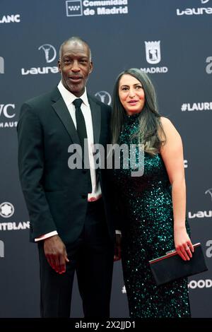 Madrid. Spain. 20240422,  Michael Johnson, Armine Shamiryan attends Laureus World Sports Awards Madrid 2024 - Red Carpet at Palacio de Cibeles on April 22, 2024 in Madrid, Spain Credit: MPG/Alamy Live News Stock Photo