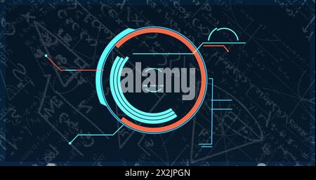 Image of data processing over mathematical equations on black background Stock Photo