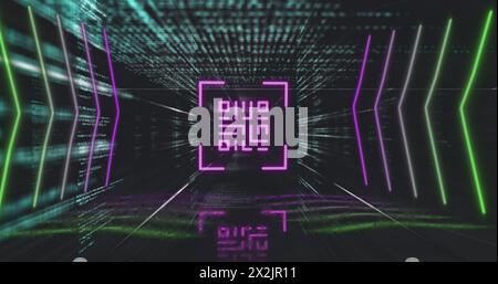 Image of qr code glowing over data processing Stock Photo