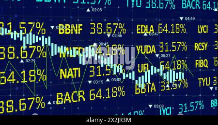 Image of data processing over blue background Stock Photo