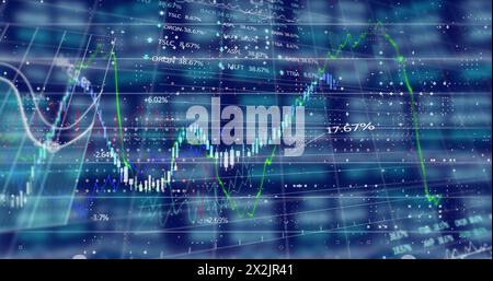 Image of shapes and data processing on black background Stock Photo