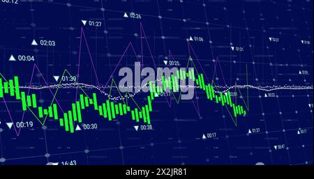 Image of data processing over blue background Stock Photo