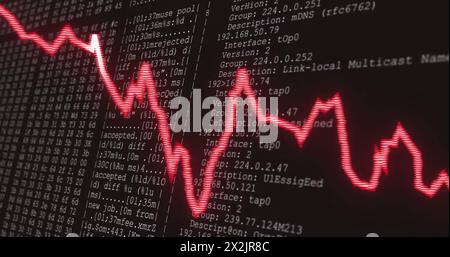 Image of graph over data processing on black background Stock Photo