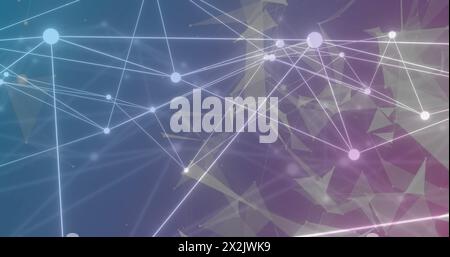 Image of network of connections over shapes Stock Photo